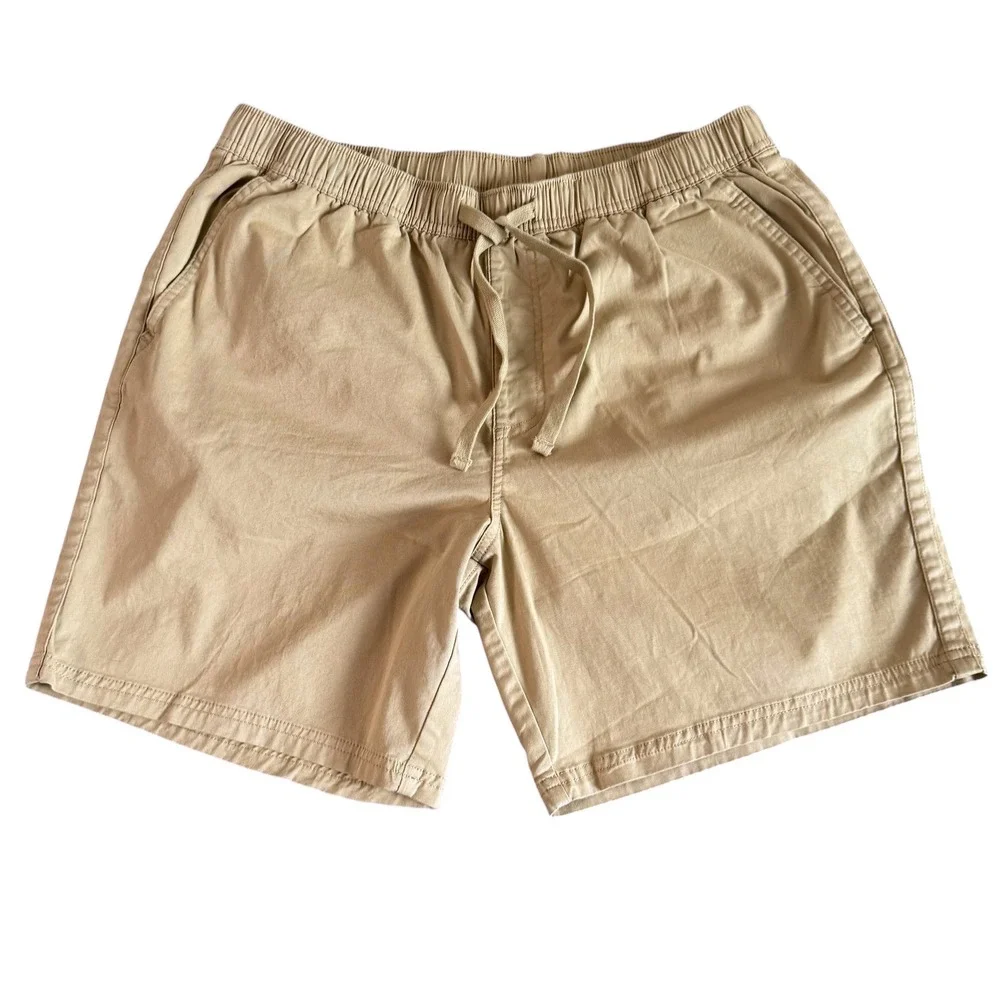 Katin XL 7in Khaki Tan Elastic Drawstring Cotton Men's Shorts